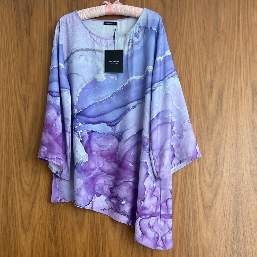 Just Fashion Now Purple Bamboo Asymmetrical Tunic, XL
